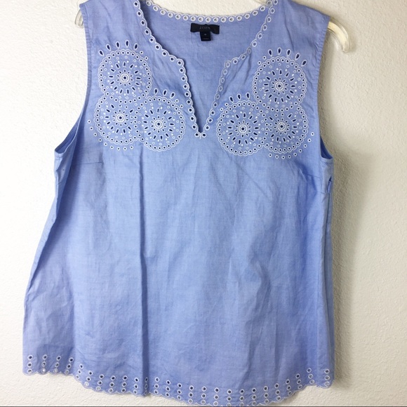 EUC Pale Blue J. Crew top with eyelet design - Picture 1 of 7